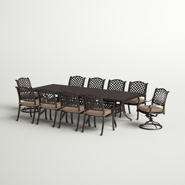 Three Posts Frazee 11 Piece Patio Dining Set with Cushions and 46